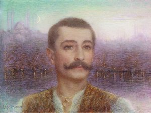 ピエール・ロティ（1850-1923）の肖像「ファントム・ド・オリエント」（パステル、紙） 作： Lucien Levy Dhurmer