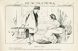 2012年8月24日付「Le Rire」掲載のイラスト - ロシアからの帰国 - 反教皇主義, ロシア, 共和国大統領, 帽子, 公式訪問 - マリアンヌ, ポアンカレ・レイモン (彫金) 作： Lucien Metivet