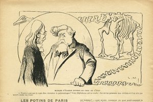 2008年6月27日付Le Rire紙に掲載されたイラスト - 国家元首の軽視 - 共和国大統領, 恐竜, 古生物学 - Fallieres Armand (1841-1931), 恐竜, Diplodocus (彫刻) 作： Lucien Metivet