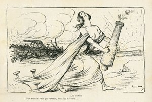 illustrated in Le Rire, 03/05/13 - 身近な空気 - バルカン半島、銃、砲弾、平和、第一次世界大戦 (彫刻) 作： Lucien Metivet