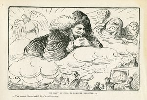 illustrated in Le Rire, 21/06/13 - 空の上から、彼の最後の休息場所（エングレービング 作： Lucien Metivet