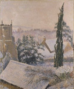 イースト・ノイル・チャーチ1917年の雪 作： Lucien Pissarro