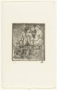 座っている 5 人の女の子のグループ 作： Lucien Pissarro