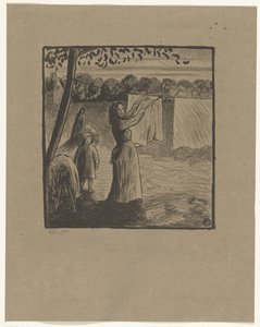 洗濯物を干す 作： Lucien Pissarro
