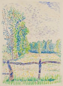 La Barriere, Eragny Meadows, c1886年 作： Lucien Pissarro