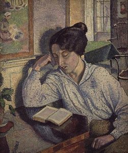 読書するグラディス・チバーズの肖像 作： Lucien Pissarro