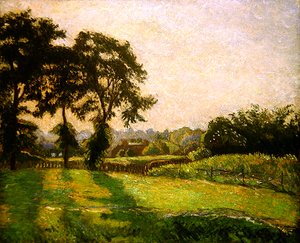 夕日、フィンチングフィールド、6月 作： Lucien Pissarro