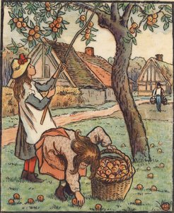 リンゴの収穫、1889 年 作： Lucien Pissarro