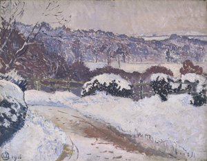 雪のコールドハーバー、ドーキング・ロード 作： Lucien Pissarro