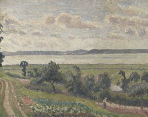 河口の眺め、Harfleur、1903 作： Lucien Pissarro