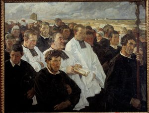 ブルターニュのペンマルクへの行列 ルシアン・シモン（1861-1945）の絵画 1900年 日。1,36x1,75 m パリ、オルセー美術館