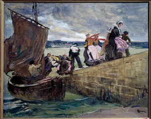 ブルターニュのサント・マリーヌでの密輸業者 Lucien Simon (1861-1945) 画 1907年 レンヌ、Musee des Beaux Arts