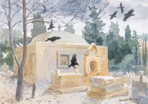 イスラエル、アブゴーシュの嵐の雲、2019年（紙にw - c） 作： Lucy Willis
