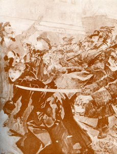 デモ（1897年プラハ）-チェコの風刺画 作： Ludek or Ludwig (after) Marold