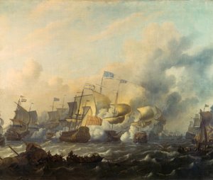 オランダとイギリスの海軍の戦い 作： Ludolf Backhuysen