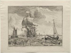遠くにアムステルダムがある海のシーン 作： Ludolf Backhuysen