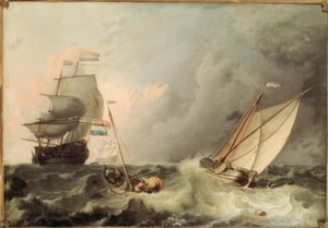 動いている海の帆船 作： Ludolf Backhuysen