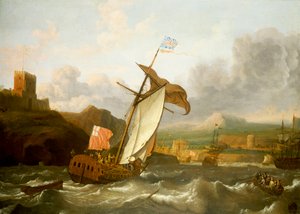 プリマスに入港するイギリスのヨット、17世紀後半、油彩・カンヴァス 作： Ludolf Bakhuizen