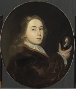 Johannes Bakhuysen (1683-1731)。 父ルドルフのミニチュア肖像画とともに 作： Ludolf Bakhuysen