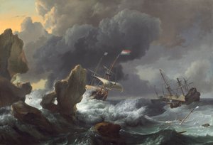 ロッキーコースト沖で苦しんでいる船 作： Ludolf I Backhuysen