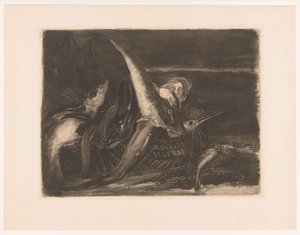 ビーチでかごに入った魚 作： Ludovic Napoléon Lepic