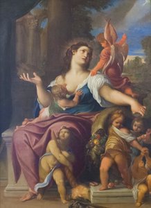 チャリティー（キャンバスに油彩） 作： Ludovico Carracci