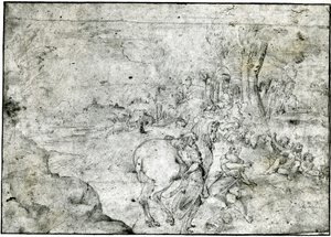 エルミニアと羊飼いたち 1600年頃 紙にペン・インク 作： Ludovico Carracci