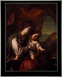 聖アンソニー・アボットと聖母子（パネル） 作： Ludovico Carracci