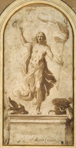 復活」（ペン＆ブラウンインク、ブラウンウォッシュ 作： Ludovico Carracci