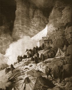 イタリアのオーストリアとの高山戦争: 1916 年 6 月 21 日、「The Illustrated War News」より、山腹で祝われるミサ (リソ) 作： Ludovico Pogliaghi