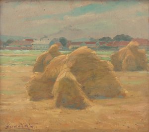 収穫、1910年頃（船上油） 作： Ludovit Cordak