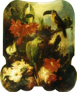 エキゾチックな鳥と花 作： Ludwig Adam Kunz