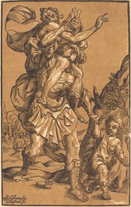 トロイアから父を救うアエネアス 作： Ludwig Büsinck after Georges Lallemand