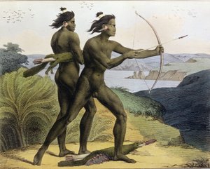 ジャンベイオーギュスタンフランケラン（1798-1839）によって刻まれた「航海のピトレスクオートゥールデュモンド」からのサンフランシスコ湾での狩猟、1822年 作： Ludwig Choris