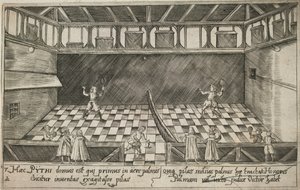 本物のテニスの試合、1600年頃（彫刻） 作： Ludwig Ditzinger