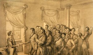 選帝侯ウィリアム2世へのカッセル使節団 作： Ludwig Emil Grimm