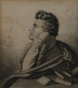 詩人ハインリッヒハイネの肖像1797-1856、1827 作： Ludwig Emil Grimm