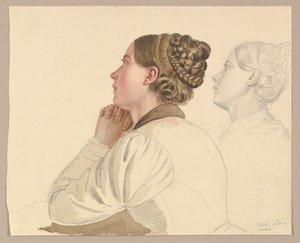 祈る女性の習作 作： ルートヴィヒ・エミール・グリム