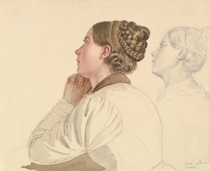 祈りを捧げる女性の習作 19世紀初頭～中期 作： Ludwig Emil Grimm