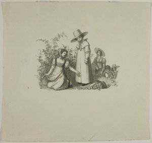 ピクニック バスケットを持つ家族 作： Ludwig Ferdinand Schnorr von Carolsfeld