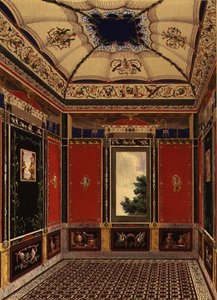 オーガスティン・アグリオ（1777-1857）が描いた「ポンペイの間」（「バッキンガム宮殿の敷地内にあるガーデン・パビリオンの装飾」より 作： Ludwig Gruner