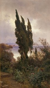 コルフ島の王城前の庭園 作： Ludwig Hans Fischer