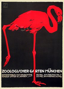 Eläintarhajuliste punaisella flamingolla