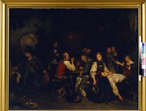 Lendemain de fete (お祝いの後の朝)。 ルートヴィヒ・クナウス (1829-1910) の絵画 作： Ludwig Knaus