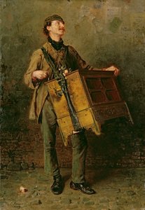 ハーディガーディマン、1869年 作： Ludwig Knaus