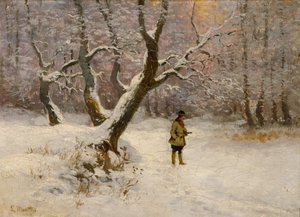 ハンターと冬の風景 作： Ludwig Munthe