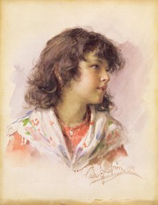 少女の頭、1886 作： Ludwig Passini
