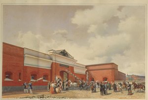 クロンシュタット海要塞サンクトペテルブルク門、1850 作： Ludwig Premazzi