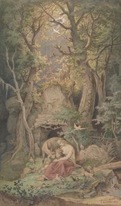 ジェノヴェーヴァ、1820-84年 作： Ludwig Richter