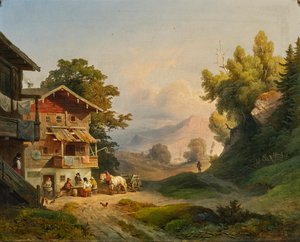 ルートヴィヒ・シュスター1852年、真昼の休息 作： ルートヴィヒ・シュスター